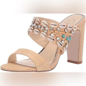 Jessica Simpson Beige Ambelle Shell Raffia Heels